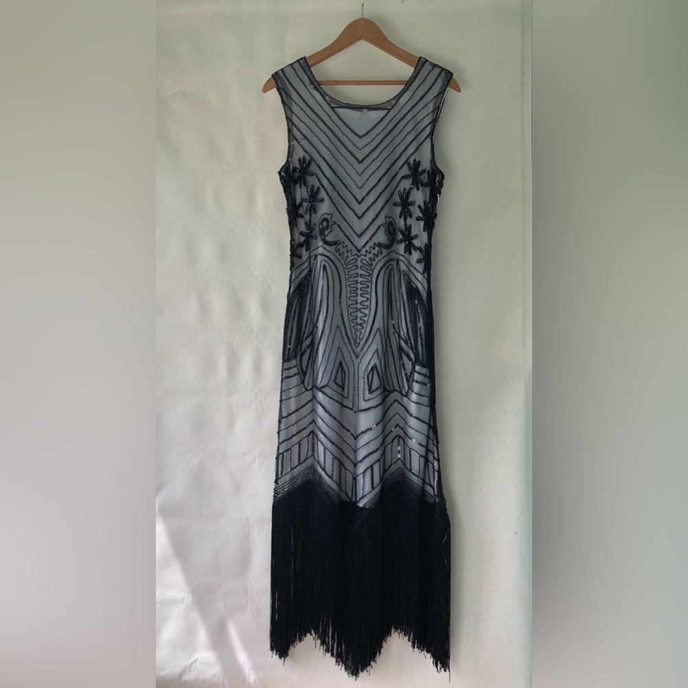 Vintage 20’s Style Fringe Dress With Beading - Picture 3 of 7
